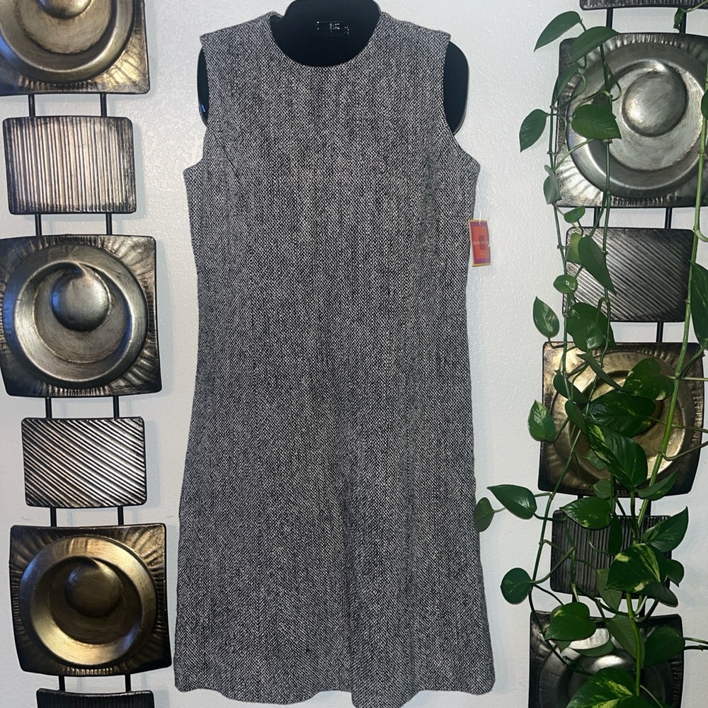 Isaac Mizrahi Black and White Tweed Midi Dress